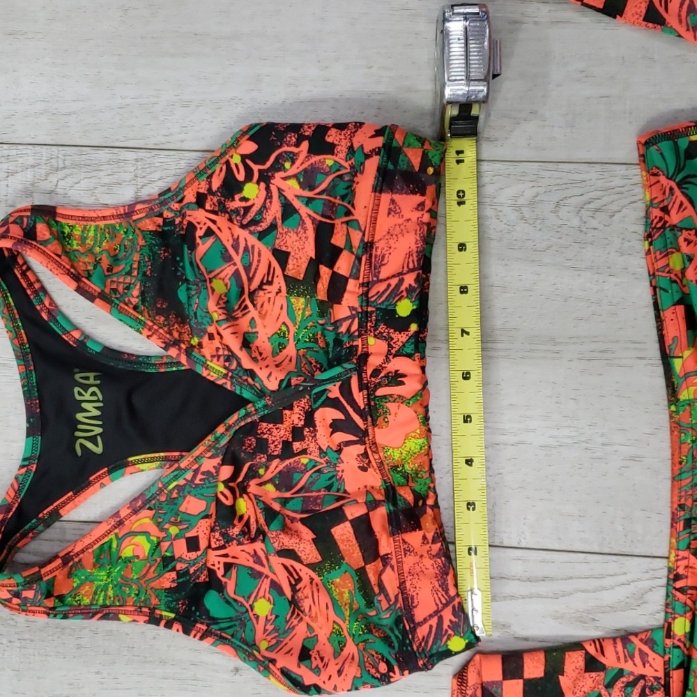 Zumba Fitness Vibrant Leggings and Top Set - Orange and Green - Picture 4 of 7
